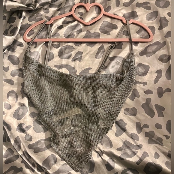 Urban Outfitters xsmall shiny mesh croptop - Picture 1 of 3